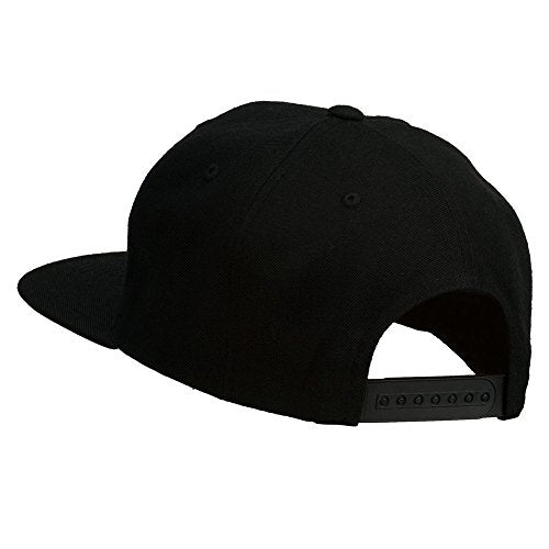 Big Diamond Outline Embroidered Flat Bill Black Cap - color: Navy