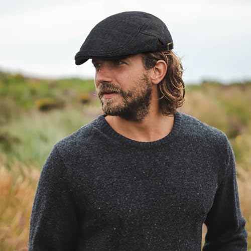Men's Cotton Newsboy Hats Flat Ivy Gatsby Cap Irish Cabbie Ivy Driving Hunting Hat - color: Checkered Black
