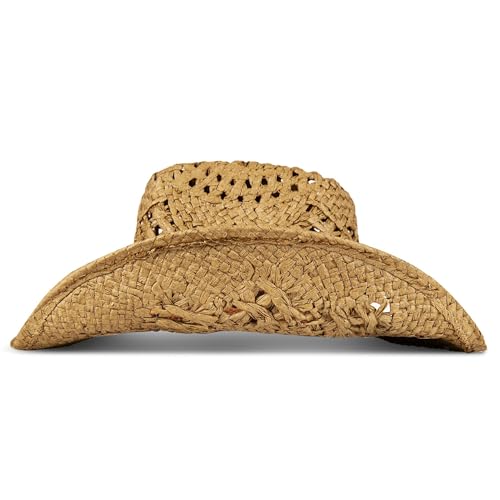 Lucky Brand Women's Straw Cowboy Hat | Rope Design | Western | Style | Fashion | Sun Protection | Breathable - color: Woven Straw - Tan