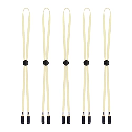 Sucrain 5 Pieces Adjustable Hat Strap Clips Hat Chin Cord for Golfing, Fishing, Boating - color: Beige