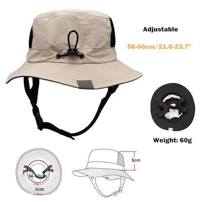 Mens Womens Surf Bucket Hat Waterproof UPF50+ Foldable Beach Sun Hats - color: Khaki