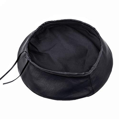 moonsix PU Leather Beret Hat for Women, Beanie Hat Army Military Color Winter hat Adjustable