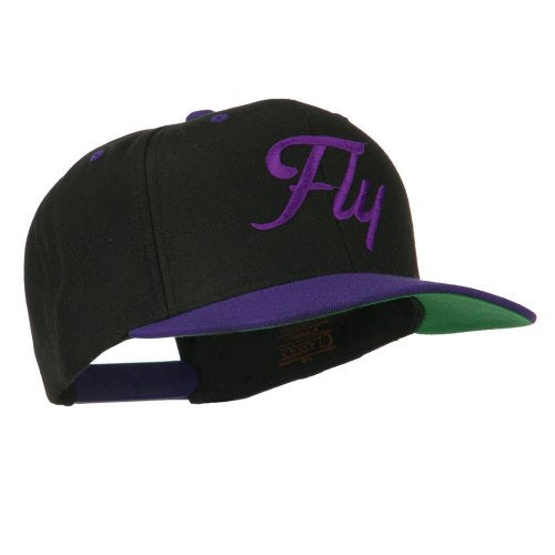 e4Hats.com Fly Embroidered Flat Bill Cap - color: Black Purple
