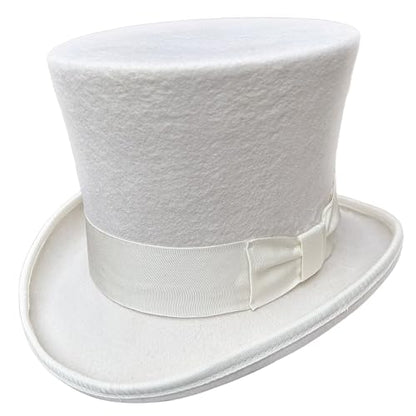 Wool Felt Top Hat Wedding Uncle Sam 7" Tall Topper Hats for Women Men - size: 7 5/8