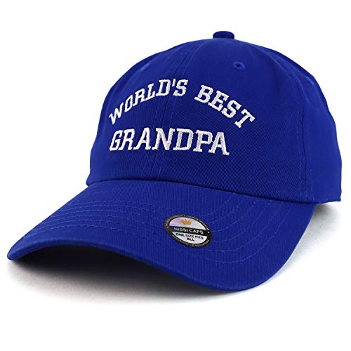 Trendy Apparel Shop World's Best Grandpa Embroidered Low Profile Soft Cotton Dad Hat Cap - color: Royal