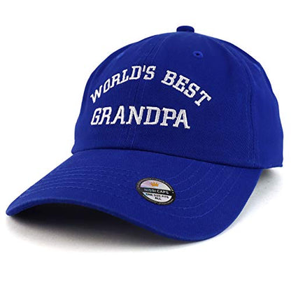 Trendy Apparel Shop World's Best Grandpa Embroidered Low Profile Soft Cotton Dad Hat Cap - color: Royal
