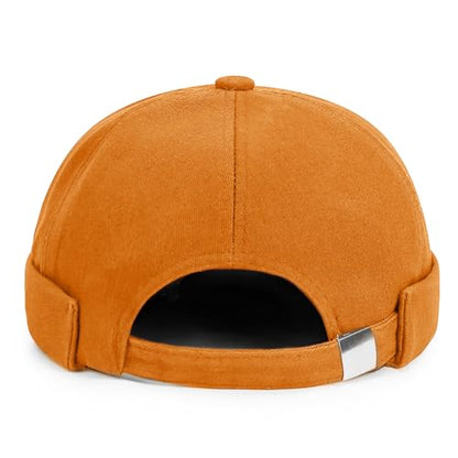 2 Pcs Mens Brimless Docker Cap Set - Retro Worker Sailor Skull Cap Beanie with Rolled Cuff - color: Yellow