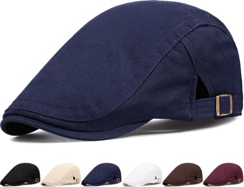 Initlove Mens Newsboy Cap Cotton Ivy Hat Beret Hats for Driving - color: B Navy