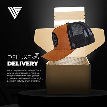 Urban Effort Trucker Hat for Men & Women, Mesh Back Baseball Cap, 5 Panel - color: Brown, style: Mesh Back