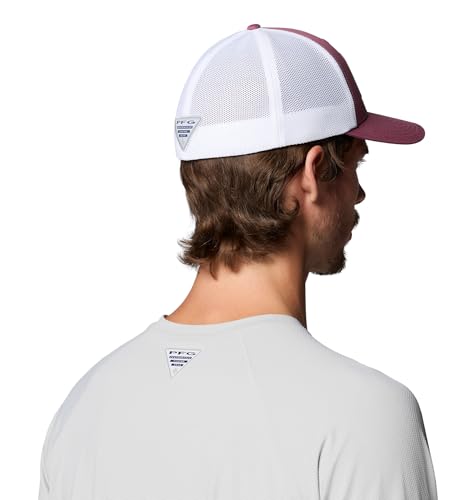 Columbia Unisex PFG Logo Mesh Ball Cap - color: Antique Mauve/White/Us Fish Flag, size: Small-Medium