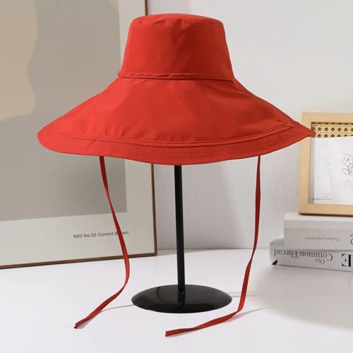 HUAMULAN Women Wide Brim Reversible Sun Hat Summer Beach Fishing Bucket - color: Orange