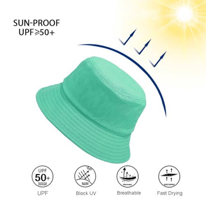 Wheebo Solid Color Bucket Hat for Women Summer Beach Fishmen Hat for Lady Adult Unisex Cotton Cap…… - color: A-sc-turquoise