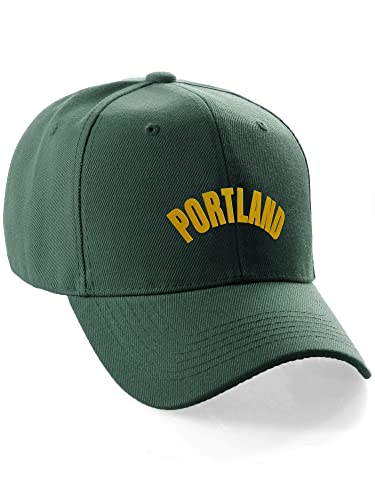 Daxton USA Cities States Baseball Hat Cap Arch Letters - color: Portland Hunter Gold