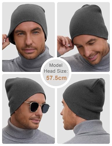 vidsel 100% Cotton Beanie Hat for Men Women, Soft Cuffless Knit Skull Cap - color: 1pc-dark Grey
