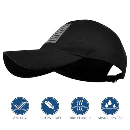2 Pack American Flag Hats, Patriotic Adjustable Baseball Caps, Low Profile USA Dad Hats for Men Women Daily Wear - color: Black ＆ Grey