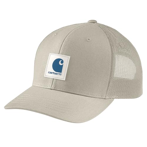Carhartt Men's Rugged Flex Twill Mesh-Back Logo Patch Cap - color: Cobblestone