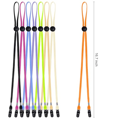 Sucrain 8 Pieces Adjustable Colorful Hat Strap Clips Hat Chin Cord for Golfing, Fishing, Boating, Hiking - color: Green