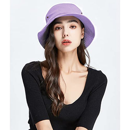 Unisex Bucket Hat Summer UPF 50+ Sun Protection Outdoor Beach Fishing Travel Hiking Hat - color: Light Purple