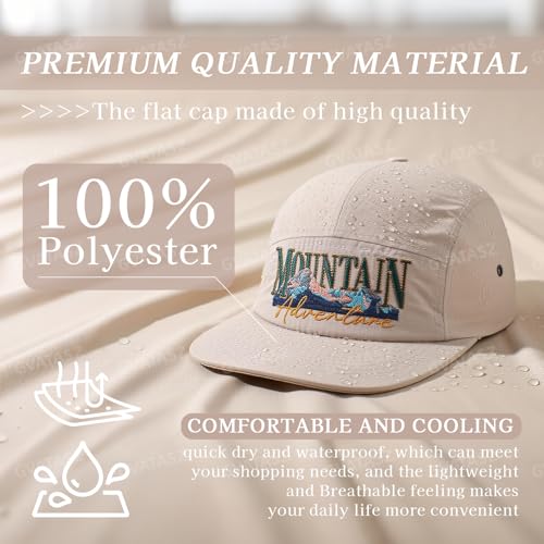 Quick Dry 5 Panel Hats for Men Waterproof Flat Brim Hat Lightweight 5-Panel Baseball Caps Casual Trucker Snapback Hat - color: Mg-pym2575-green