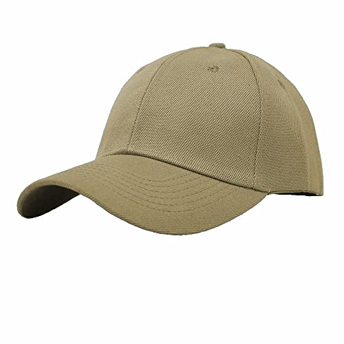 Glory Max Plain Baseball Cap Hook & Loop Strap Adjustable Solid Blank Curved Visor Hat - color: Khaki