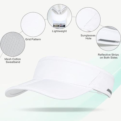 Sun Visor Caps Foldable Brim Adjustable Visor Hats for Women Men - color: 2# White