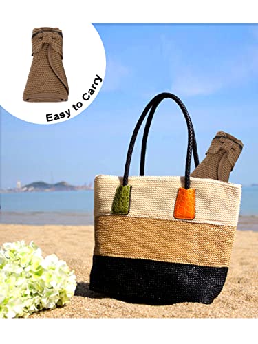 sy soul young Women's Straw Hat with Ponytail Hole Wide Brim Visor Sunhat - color: Coffee