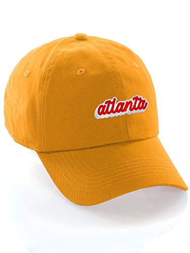 Classic Unstructured USA Cities Baseball Dad Hat 3D Raised PVC Letters Cap - color: Atlanta Gold - White Red