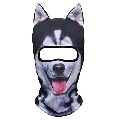 WTACTFUL 3D Animal Ears Balaclava, Breathable Face Mask for Halloween - color: Husky Meb-02