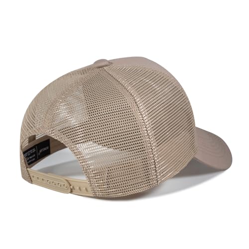 American Flag Trucker Hat - Snapback Hat, Baseball Cap for Men Women - Breathable Mesh Side, Adjustable Fit - for Casual Wear - color: Khaki