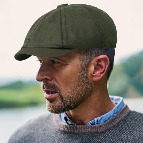 Newsboy Cap for Men Cotton 8 Panel Men's Flat Cap - color: Armygreen+navy, size: One Size