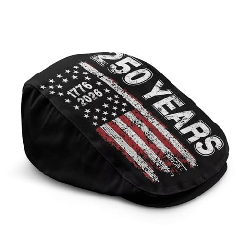 Mens Womens Newsboy Flat Cap Beret Hat Ivy Irish Gatsby Driving Cabbie Hat Lightweight Summer for Golf - color: American Flag 250th Anniversary