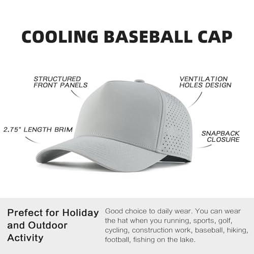 BOTVELA Men Adjustable Snapback Laser Cut Mesh Baseball Cap - color: Grey