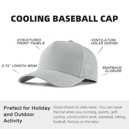 BOTVELA Men Adjustable Snapback Laser Cut Mesh Baseball Cap - color: Grey