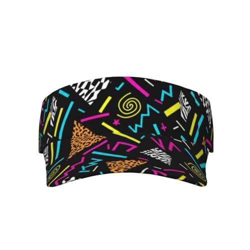 Visor Cap Funny Sun Hat for Women Men Teens for for Sports, Beach, Tennis, Golf, Running & Hiking - color: Retro 80s Memphis 1