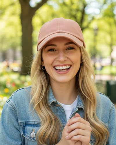 Lvaiz Womens Satin Lined Baseball Cap Washed Cotton Adjustable Dad Hat - color: Pink