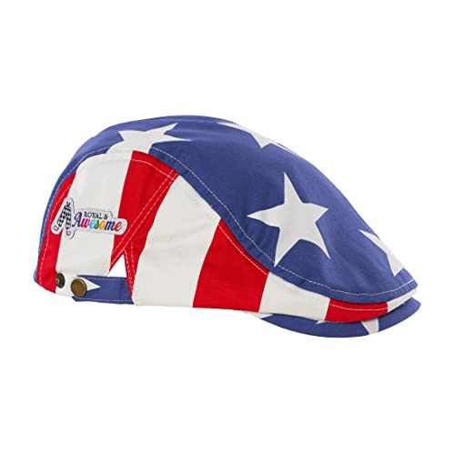 Royal & Awesome Men's Golf Flat Cap, Funny Golf Hats - color: Usa Flag