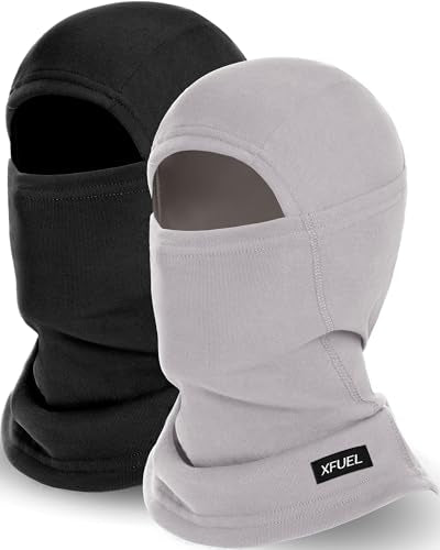 Ski Mask Balaclava for Men Women Windproof Thermal Winter Full Face Mask Cold Weather Skiing Snowboarding Neck Gaiter - color: Black+gray