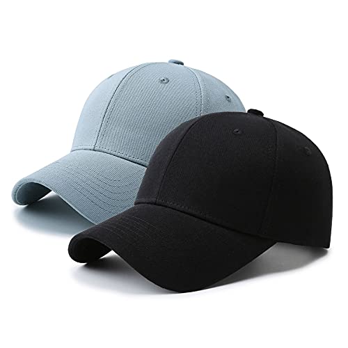 PFFY 2 Packs Baseball Cap Golf Dad Hat for Men and Women - color: Black+bluishgrey
