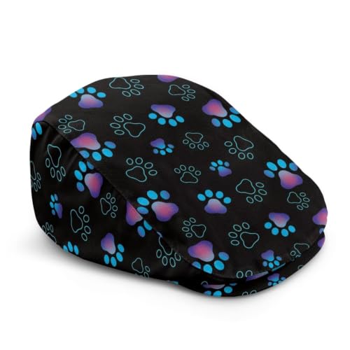 Mens Womens Newsboy Flat Cap Beret Hat Ivy Irish Gatsby Driving Cabbie Hat Lightweight Summer for Golf - color: Blue Dog Paw