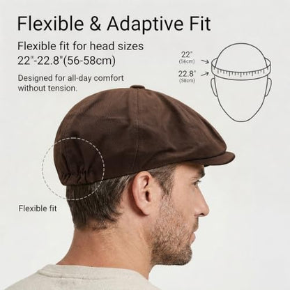 ZLYC Newsboy Cap for Men Summer Flat Cap Lightweight Beret Hat - color: Plain Coffee