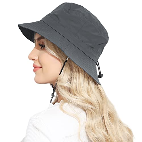 Packable Bucket Hat for Women Waterproof UV Protection Sun Hat - color: Deep Grey