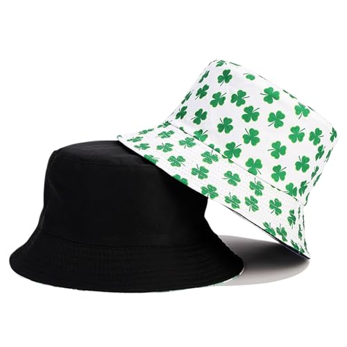 Unisex Print Bucket Hat Sun Hat for Women Men,Reversible Cotton Summer Beach Hat Fisherman Hat - color: Green