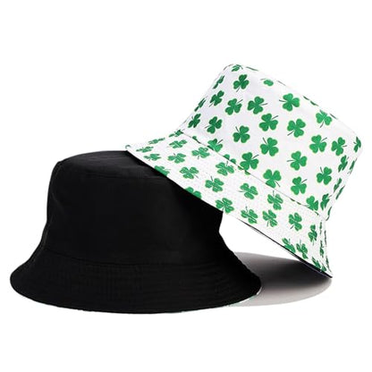 Unisex Print Bucket Hat Sun Hat for Women Men,Reversible Cotton Summer Beach Hat Fisherman Hat - color: Green