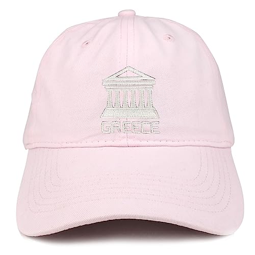 Trendy Apparel Shop Greece Embroidered Soft Crown 100% Brushed Cotton Cap - color: Lt-pink