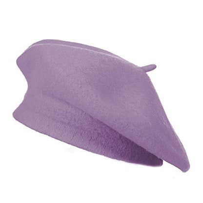 ZLYC Wool French Beret Hat Solid Color Classic Artist Cap for Women - color: Lavender