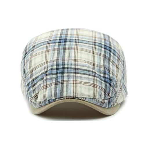 Plaid Newsboy Hats Flat Cap for Men Women Ivy Catsby Cabbie Driving Hat - color: Plaid-04-blue