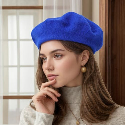 Women's Wool Beret: 70% Wool French Hat for Daily, Lightweight & Chic Berets for Women - color: Royal Blue