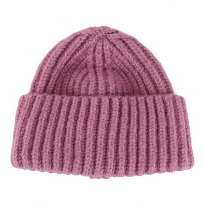 Heavyweight Thick Knit Warm Winter Beanie - color: Dark Pink