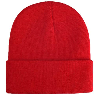 ZOORON Beanie for Men Women Warm Winter Hat Unisex Soft Knit Cuffed Beanie - color: Red1