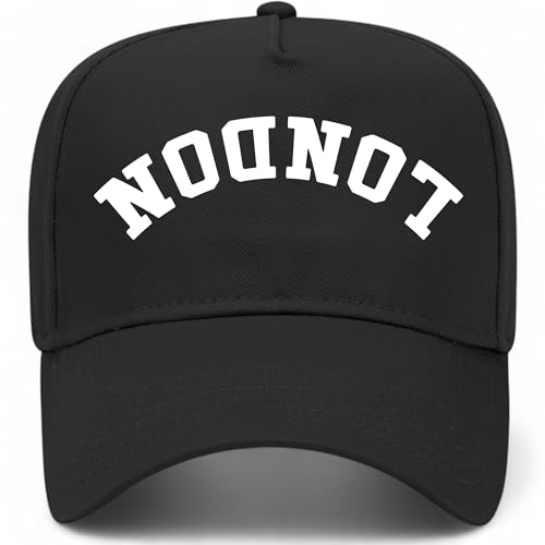 London Upside Down Hat | Premium Adjustable Snapback Baseball Vintage Trucker Hat for Men & Women - color: Black